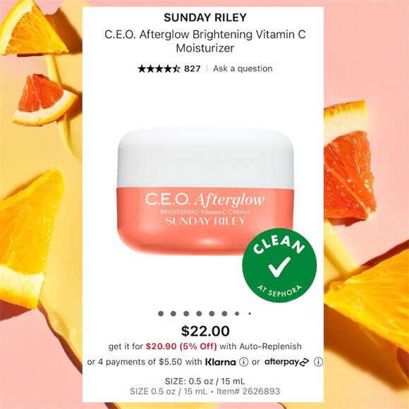 Sunday Riley—C.E.O. Afterglow Brightening Vitamin C Moisturizer (0.5oz) - Picture 2 of 8